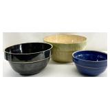 3 Antique / Vintage Stoneware Pottery Bowls