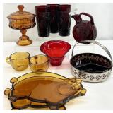 Vintage Colored Glass Dishes