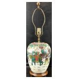 Chinese Hand Painted Ginger Jar Lamp