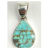 Native American Sterling & Turquoise Pendant