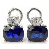 Sterling Silver Blue & Clear Stone Earrings