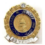 10K Gold Frank R. Jelleff Inc. 20 Year Pin