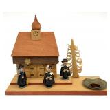 Vintage German Church Scene Wooden Candle Holder