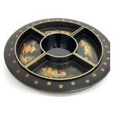 Vintage Japanese Black Lacquer Divided Tray