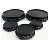 5 Chinese Oriental Wood Vase / Plant Stands