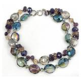 Multi Strand Faced Crystal Bead Necklace