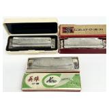3 Vintage Harmonicas Incl. Hohner Marine Band