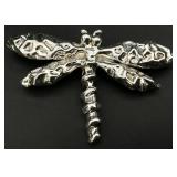 Vintage Designer Bat Ami Sterling Dragonfly Brooch