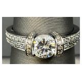 Sterling Silver Clear Stone Ring, Sz 6