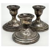 3 Weighted Sterling Candleholders