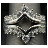 2pc Sterling CZ Bridal Wrap Ring Set, Sz 6