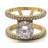 Gold Tone Sterling Double Row Gap Ring, Sz 6