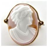 10K Gold Cameo Brooch Pin