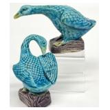 Chinese Export Turquoise Porcelain Duck Figures
