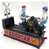 Cast Iron Railroad Handcar Coin Bank