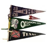 4 Vintage & Antique Souvenir Pennant Flags