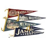5 Vintage 1940s/50s Virginia Souvenir Pennants