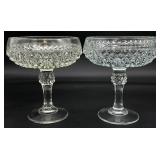 2 Vintage Diamond Point Pedestal Compotes