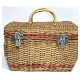 Vintage Hinge Lid Wicker Basket