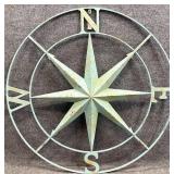 42 " Turquoise Nautical Compass Rose Metal Art