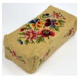 Vintage Needlepoint Covered Brick Doorstop