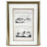 Antique English War Cartoon Engraving