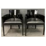Pair New Black Lacquer Barrel Back Chairs