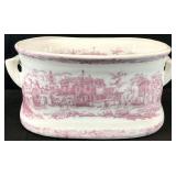 Pink & White Porcelain Footbath Planter