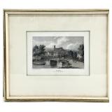 Antique English Town Scene Hand Colored Engraving