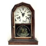 Antique Reverse Painted Mantel Clock