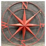 42 " Red Nautical Compass Rose Metal Art