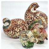 Hand Painted Ceramic Quail & Turkey Figures
