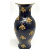 Andrea by Sadek Navy Blue & Gold Honeybee Vase