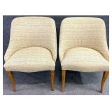 Pair Mid Century Upholstered Hip Rest Chairs