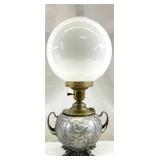 Victorian Electrified Embossed Bird Oil Lamp