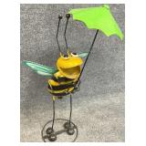 32in Metal Umbrella Bee Yard Art