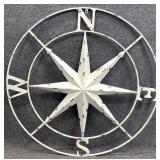 42 " White Nautical Compass Rose Metal Art