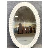 White Oval Scallop Edge Mirror
