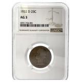 1932-D Key Date Washington Silver Quarter