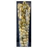 Large 27 " Glass Vase w/ Gold Ball Ornaments