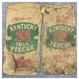 2 Kentucky Grass Seed Burlap Advertising Bags