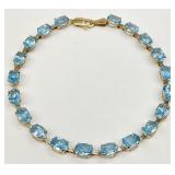 10K Yellow Gold Blue Gemstone Bracelet