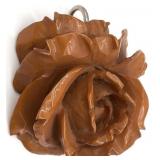 Vintage Bakelite Carved Rose Pendant