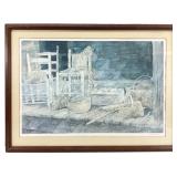 Betsy Worden S/N Front Porch Basket Making Print