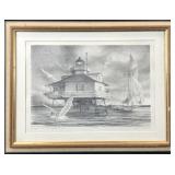 John Moll S/N Lighthouse Seascape Art Print
