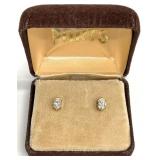 Gold Tone Oval Clear Stone Stud Earrings