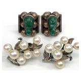 2 Vintage Sterling Silver Screw Back Earrings