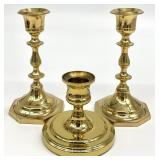 3 Baldwin Brass Candlesticks