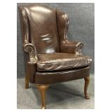 Vintage Brown Leather Wingback Chair