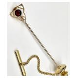 10K Gold Garnet & Pearl Stick Pin